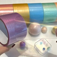 Ruban adhésif BOPP en forme de boule, rouleau d'autocollants adhésifs colorés pour projets créatifs et amusants