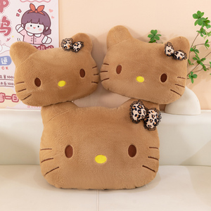 Peluche <span class=keywords><strong>chat</strong></span> KT imprimé léopard <span class=keywords><strong>noir</strong></span>, en coton PP, avec filet, cadeau d'anniversaire pour femme, poupée pour machine à griffes - Product Image 6