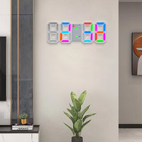 Horloge murale numérique 3D LED EMAF pour la décoration de la maison et de la salle de classe, avec alarme, télécommande, luminosité réglable, pour table ou mur