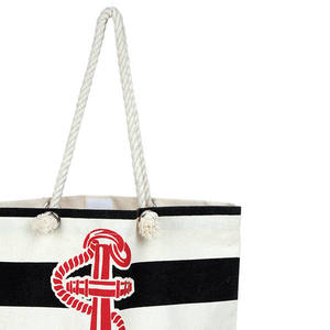 Bolsa de Lona Reutilizable con Estampado de Ancla en Blanco y Negro, con Asa de Cuerda Trenzada, Multiusos para Todos - Product Image 6