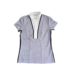 เสื้อยืดผ้าไหม/ผ้าฝ้ายถักสำหรับนักขี่ม้าคอตั้งมีกระดุมติดโลโก้ติดเพชรระบายอากาศได้ดีสำหรับขี่ในฤดูร้อน - Product Image 4