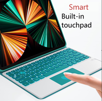 Nouveau clavier sans fil rétroéclairé 7 couleurs avec interrupteurs à ciseaux, USB-C, taille standard, étui détachable pour iPad Pro 12.9 2021 avec emplacement pour stylet