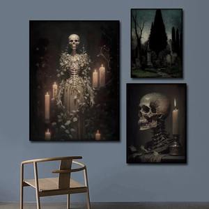 Dark Academia Gothic casa stregata fantasma <span class=keywords><strong>sposa</strong></span> tela pittura astratta Art Deco soggiorno decorazione da parete arte Poster stampe - Product Image 2