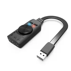 USB到3.5毫米耳机适配器3-in-1 USB到音频接口Usb声卡7.1声卡