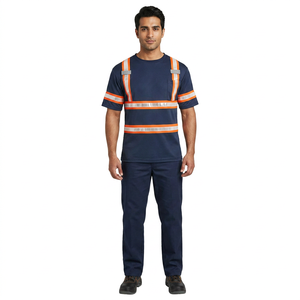 Chemise de travail de chantier de haute qualité, respirante, chemise de sécurité réfléchissante pour hommes, bleu, haute visibilité, t-shirt - Product Image 1