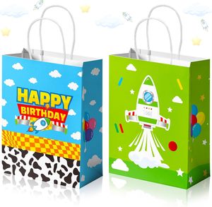 Bolsas de Regalo con Diseño de <span class=keywords><strong>Vaca</strong></span>, Bolsas de Papel con Asa para Fiestas de Cumpleaños, Cielo Azul y Nubes Blancas - Product Image 2