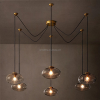 Lustre ovale en laiton, acier et verre, 6 ampoules, pour salon, escalier, couloir, lampe suspendue décorative