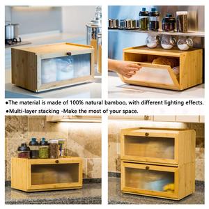 Boîte à pain grande capacité en gros OEM ODM avec logo personnalisé, conteneur de rangement multifonction moderne avec fenêtre pour cuisine - Product Image 2