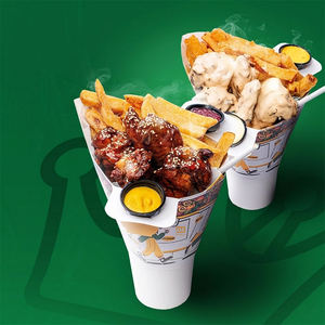 Nouveau design tendance : Support de transport pour frites, poulet, burger, boissons et collations avec compartiment à sauce intégré - Product Image 4