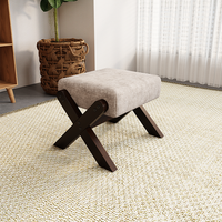 Lin ignifuge Finition bois à pores ouverts Petit tabouret en bois massif Chaise en bois chic Escabeau