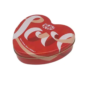 定制印刷心形盒子巧克力罐，用于婚礼礼品金属罐，带定制印刷