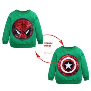 <span class=keywords><strong>T</strong></span>-<span class=keywords><strong>shirt</strong></span> à manches longues réversible à paillettes pour enfants Tales pour garçons Top décontracté à col rond avec motif de dessin animé Sweat-<span class=keywords><strong>shirt</strong></span> pour enfants - Product Image 5