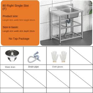 Fregadero grande de acero inoxidable, encimera gruesa, individual, doble, soporte para cuerpo de cocina, lavabo, hogar vegetal - Product Image 6