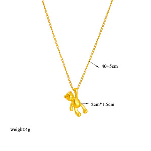Cute Cartoon Bear Pendant Necklace Gold Stainless Steel Chain Minimalist Jewelry Gift For Women Fashion Accessory - Product Image 4