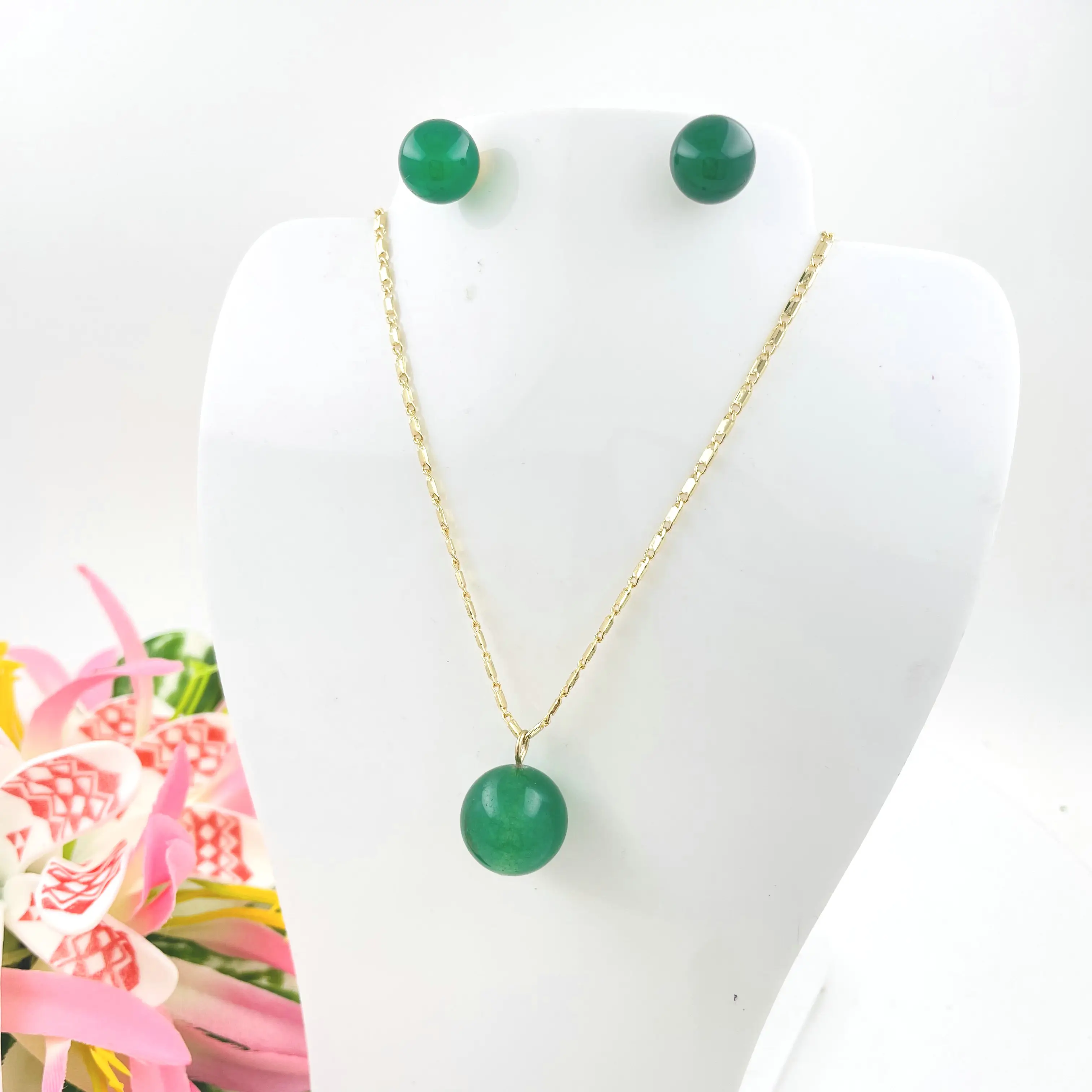 Jade Set necklace with stud earring Hawaii Samoa Guam jewelry wholesale best gift for Mom mother's day