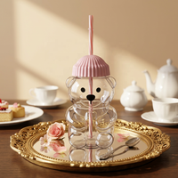Gobelet portable en forme d'ours de dessin animé Star Buck avec paille, idéal pour le café, le lait et le thé – Cadeau de Noël transfrontalier