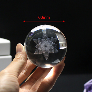Boule de cristal K9 en cristal personnalisé, fleur de Lotus gravée 3d, boule de guérison pour la méditation, vente en gros - Product Image 6