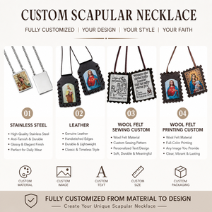 Scapulaire Catholique en Gros, Cadeaux d'Église, Médaille de la <span class=keywords><strong>Divine</strong></span> Miséricorde Notre-Dame de Guadalupe, Médaille Saint Benoît, Crucifix, Pendentif en Cuir et Acier - Product Image 2
