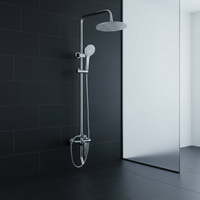 Ensemble de douche thermostatique mural en laiton poli de style moderne avec pommeau de pluie en céramique à poignée unique et jet doux massant pour hôtel