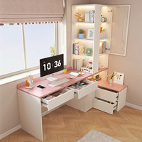 Bureau d'étude intégré pour étudiant avec étagère, bibliothèque d'angle, table de chevet, bureau d'étude à domicile, armoire de rangement