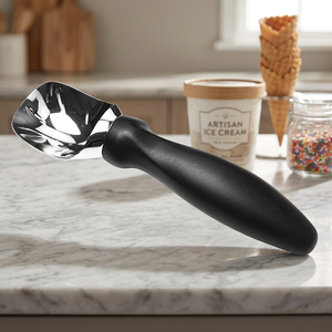 CH12 Machine à glace manuelle flexible en acier inoxydable, écologique, capacité 400 ml, sans alimentation électrique, lavage à la main uniquement, blanc et marron - Product Image 3