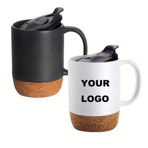 Taza de Cerámica Ecológica con Logotipo Personalizado, Base de Corcho, Tapa Deslizante, Mantiene las Bebidas Calientes/Frías, 13oz 375ml, para Café, Té, Cerveza, Leche - Product Image 3