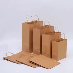 Barato recicláveis sacos de papel Kraft marrom sacos de papel Kraft sacos de papel Kraft branco com mão trançado cordas