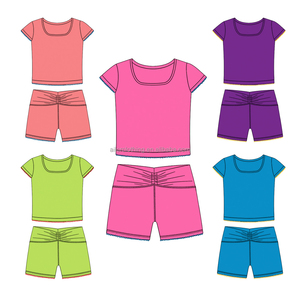 Custom Girls Yoga Sets Kids Summer Outfits <b>Toddler</b> 2 Piece <b>Short</b> Sleeve <b>Shorts</b> Sportswear Wholesale Low MOQ - Product Image 4