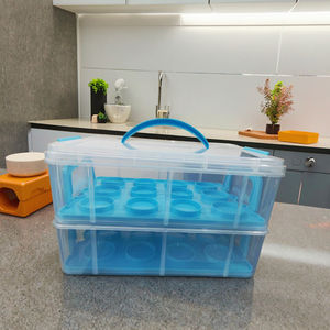 กล่องใ<span class=keywords><strong>ส</strong></span>่เค้กพลา<span class=keywords><strong>ส</strong></span>ติกขนาดใหญ่ 2 ชั้น 24 ช่อง พร้อมคุณ<span class=keywords><strong>ส</strong></span>มบัติซ้อนและจัดเก็บ ใช้เป็นที่วางคัพเค้กเพื่อการจัดระเบียบและจัดเก็บที่ง่ายดาย - Product Image 2