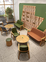 Mobili in Legno Massello per Area Lounge Caffè Nordico, Negoziazione, Relax, Libreria, Bar, Catering, Negozio di Dolci, Negozio di Tè al Latte: Divano, Tavolo, Sedia