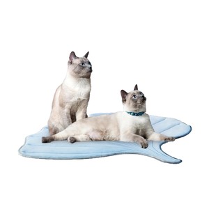 <b>Leaf</b> Shaped Pet Cooling Mat <b>Light</b> Blue Cotton Washable Non Slip For Cat Summer Use - Product Image 5