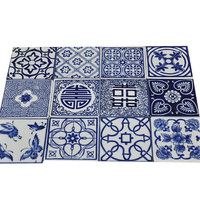 10X10 cm Divers Design Chinois Peint À La Main Bleu et Blanc Décoratif En Céramique Dessous De Verre Mosaïque Carreaux Décors À La Maison Céramique