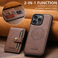 Coque de téléphone SUTENI pour iPhone 18 Pro Max avec chargement magnétique sans fil 2-en-1, support porte-cartes, en similicuir de luxe, compatible 17 16 Plus 15 14