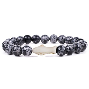 Bracelet diffuseur d'huile essentielle de lave en pierre naturelle extensible de 8mm fait à la main Bracelet de sauvetage de requin femmes hommes enfants bijoux de plage - Product Image 2