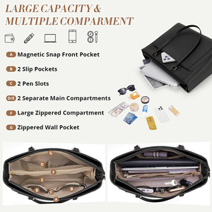 Женская большая водонепроницаемая сумка-тоут из искусственной кожи с бантом, на молнии, с подкладкой из полиэстера, для школы, работы, путешествий, повседневного использования, на все сезоны - черная - Product Image 4