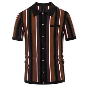 Nieuwe Zakelijke Casual Heren Korte Mouw Slanke Shirts Zomer Mode Patchwork Gebreide Tops Heren Streetwear Poloshirt