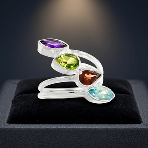 Bagues en argent sterling 925 faites à la main, pierres précieuses de luxe pour mariage, unisexe, pierres 100% naturelles, qualité certifiée, personnalisables - Product Image 2