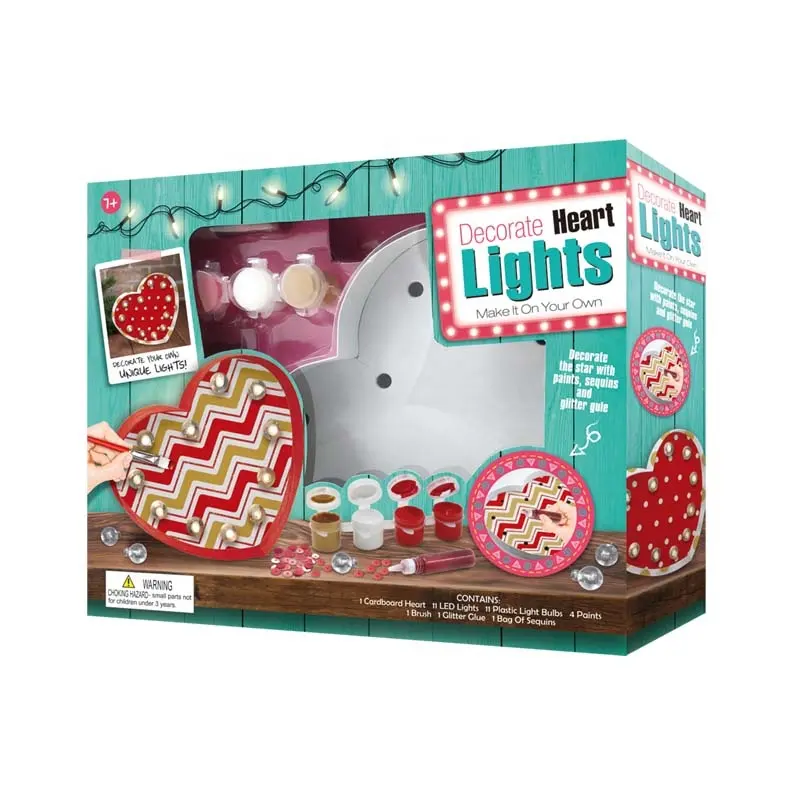 Kit arts créatifs pour enfants adultes, ensemble de bricolage pour décorer votre propre cœur et lumières LED, éducation de la création