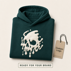Factory Custom Logo Halloween Hoodie With 3D Puff Embroidery Melting Skull Streetwear OEM Private Label Wholesale - Product Image 3