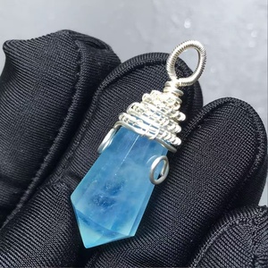 <span class=keywords><strong>Collana</strong></span> con Pendente a Pendolo in <span class=keywords><strong>Acquamarina</strong></span> di Alta Qualità, Fatta a Mano con Filo Avvolto, in Cristallo Naturale Pregiato per la Guarigione - Product Image 2