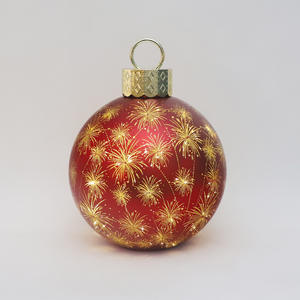 उच्च गुणवत्ता 15 सेमी व्यास 5.90 "लक्जरी क्रिसमस थीम ग्लास बॉल ठोस लाल घर सजावट प्रकाश कारखाने - Product Image 2