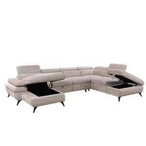 Sofá Cama Seccional en Forma de L de Dos Plazas con Diseño Europeo, Tapizado en Tela, con Almacenamiento y Esponja, Ideal para Sala de Estar, Apartamentos y Centros Comerciales - Product Image 3