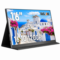 Écran portable AHXJKA 16 pouces double écran 1920x1200 1200P 16:10 120Hz avec housse en cuir, un seul câble, compatible Win/Mac/Console