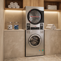 Lave-linge et sèche-linge superposés à monnayeur avec paiement par carte et option de chauffage électrique ou au gaz