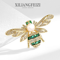 XILIANGFEIZI Nouvelle conception exquise Broche abeille en perle d'eau douce de haute qualité Corsage élégant en zircon