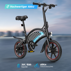 Bicicleta Eléctrica Plegable Urbana de 14 Pulgadas, Batería de Litio de 36V 10Ah, Motor sin Escobillas, Asistencia al Pedaleo - Product Image 1