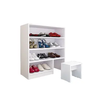 大容量存储5层鞋架和带鞋凳的橱柜