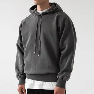2023 stylish custom logo fleece blanket streetwear vintage black hoody cotton heavyweight men's hoodie