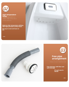 Vente en gros, urinoir mural en céramique Wc toilette hommes salle de bain urinoir mural sans eau pour hommes - Product Image 6