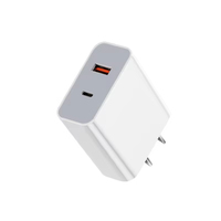 Chargeur mural à charge rapide PD 20W avec ports USB et Type-C, compatible US, EU, UK, pour téléphone portable et écouteurs